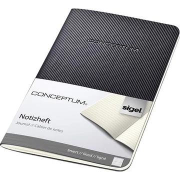 Füzet, exkluzív, A6, vonalas, 32 lap, puhafedeles, SIGEL "Conceptum", fekete Füzet, exkluzív, A6, vonalas, 32 lap, puhafedeles, SIGEL "Conceptum", fekete