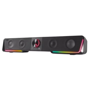 Hangszóró, 12W, 2x3.5 mm jack + USB-A, SPEEDLINK "GRAVITY RGB Stereo Soundbar", fekete Hangszóró, 12W, 2x3.5 mm jack + USB-A, SPEEDLINK "GRAVITY RGB Stereo Soundbar", fekete