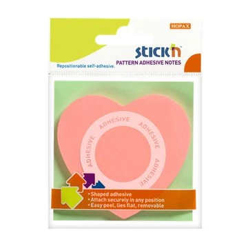 Öntapadó jegyzettömb, szív alakú, 70x70 mm, 50 lap, STICK N, rózsaszín Öntapadó jegyzettömb, szív alakú, 70x70 mm, 50 lap, STICK N, rózsaszín