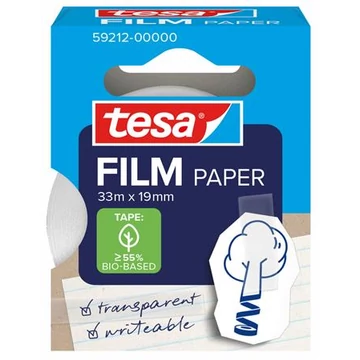 Ragasztószalag, írható, papír, 19 mm x 33 m, TESA "Tesafilm", átlátszó