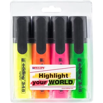 Szövegkiemelő készlet, 2-5 mm, EDDING "345", 4 külnböző szín Szövegkiemelő készlet, 2-5 mm, EDDING "345", 4 külnböző szín