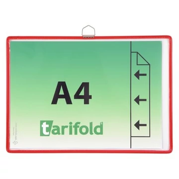 Bemutatótábla, függő, A4, fekvő, fém fülecskével, DJOIS, piros