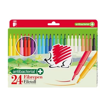Filctoll készlet, 1 mm, antibakteriális, ICO "Süni 300", 24 különböző szín Filctoll készlet, 1 mm, antibakteriális, ICO "Süni 300", 24 különböző szín