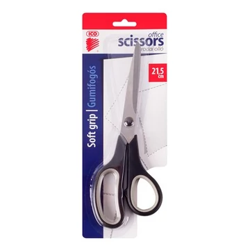 Olló, irodai, 21,5 cm, gumifogós, ICO, fekete Olló, irodai, 21,5 cm, gumifogós, ICO, fekete