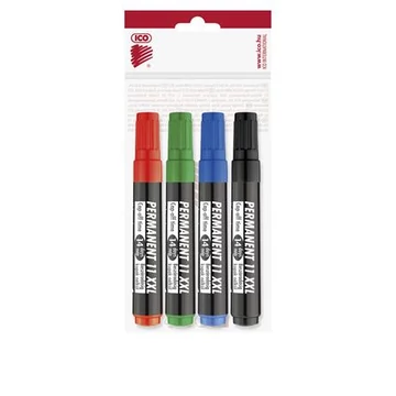Alkoholos marker készlet, 1-3 mm, kúpos, ICO "Permanent 11 XXL", 4 különböző szín Alkoholos marker készlet, 1-3 mm, kúpos, ICO "Permanent 11 XXL", 4 különböző szín