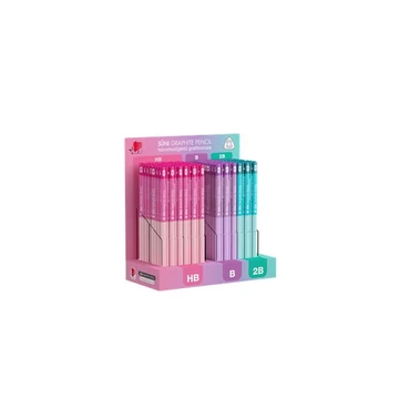 Grafitceruza display, HB, B, 2B, háromszögletű ICO "Süni", világos pasztell színek Grafitceruza display, HB, B, 2B, háromszögletű ICO "Süni", világos pasztell színek