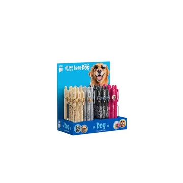 Golyóstoll display, 0,8 mm, nyomógombos, kutyás tolltest, ICO "Dog", kék Golyóstoll display, 0,8 mm, nyomógombos, kutyás tolltest, ICO "Dog", kék