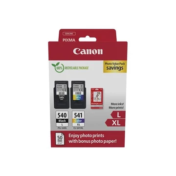 CL-541XL/PG-540L Tintapatron multipack + GP-501 fotópapír, CANON, b+c, 400 o. + 300 o. + 50 ív CL-541XL/PG-540L Tintapatron multipack + GP-501 fotópapír, CANON, b+c, 400 o. + 300 o. + 50 ív