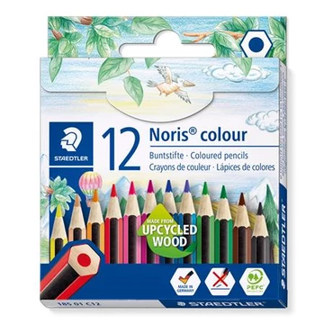 Színes ceruza készlet, hatszögletű, félhosszú, STAEDTLER "Noris Colour 185", 12 különböző szín Színes ceruza készlet, hatszögletű, félhosszú, STAEDTLER "Noris Colour 185", 12 különböző szín