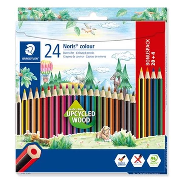 Színes ceruza készlet, hatszögletű, STAEDTLER "Noris Colour 185", 20+4 különböző szín Színes ceruza készlet, hatszögletű, STAEDTLER "Noris Colour 185", 20+4 különböző szín