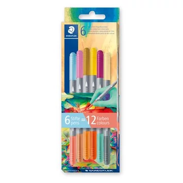 Rostirón készlet, 1/3 mm, kétvégű, kimosható, STAEDTLER® "3280", Multiverzum 2, 6 különböző szín