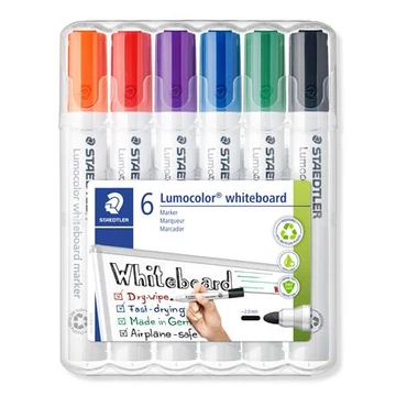 Táblamarker készlet, 2 mm, kúpos, STAEDTLER "Lumocolor® 351", 6 különböző szín Táblamarker készlet, 2 mm, kúpos, STAEDTLER "Lumocolor® 351", 6 különböző szín