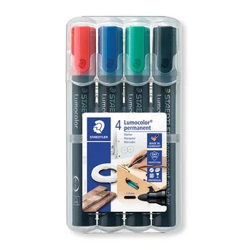 Alkoholos marker készlet, 2 mm, kúpos, STAEDTLER "Lumocolor® 352", 4 különböző szín Alkoholos marker készlet, 2 mm, kúpos, STAEDTLER "Lumocolor® 352", 4 különböző szín