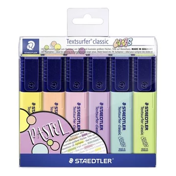 Szövegkiemelő készlet, 1-5 mm, STAEDTLER "Textsurfer Classic Pastel 364 C", 6 különböző szín