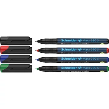 Alkoholos marker készlet, OHP, 0,4 mm, SCHNEIDER "Maxx 220 S", 4 különböző szín Alkoholos marker készlet, OHP, 0,4 mm, SCHNEIDER "Maxx 220 S", 4 különböző szín