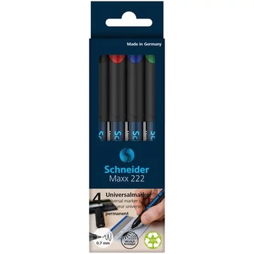 Alkoholos marker készlet, OHP, 0,7 mm, SCHNEIDER "Maxx 222 F", 4 különböző szín Alkoholos marker készlet, OHP, 0,7 mm, SCHNEIDER "Maxx 222 F", 4 különböző szín