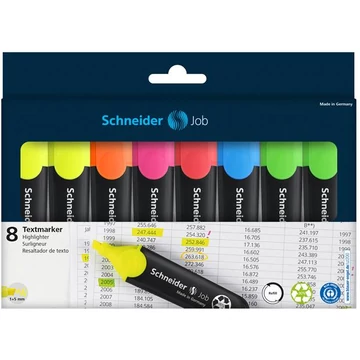 Szövegkiemelő készlet, 1-5 mm, SCHNEIDER "Job 150", 6+2 szín Szövegkiemelő készlet, 1-5 mm, SCHNEIDER "Job 150", 6+2 szín