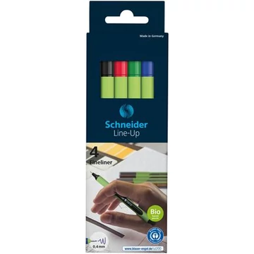 Tűfilc készlet, 0,4 mm, SCHNEIDER "Line-Up", 4 különböző szín Tűfilc készlet, 0,4 mm, SCHNEIDER "Line-Up", 4 különböző szín