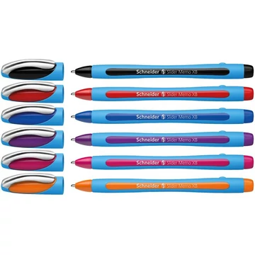 Golyóstoll készlet, 0,7 mm, kupakos, SCHNEIDER "Slider Memo XB", vegyes színek