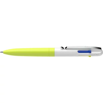 Golyóstoll, 0,5 mm, nyomógombos, négyszínű, SCHNEIDER "Take 4 Neon", sárga-fehér Golyóstoll, 0,5 mm, nyomógombos, négyszínű, SCHNEIDER "Take 4 Neon", sárga-fehér