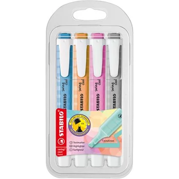 Szövegkiemelő készlet, 1-4 mm, STABILO "Swing cool Pastel", 4 különböző szín Szövegkiemelő készlet, 1-4 mm, STABILO "Swing cool Pastel", 4 különböző szín