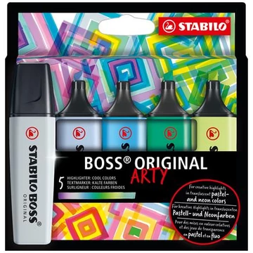 Szövegkiemelő készlet, 2-5 mm, STABILO "BOSS original Arty", 5 hideg szín Szövegkiemelő készlet, 2-5 mm, STABILO "BOSS original Arty", 5 hideg szín