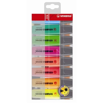 Szövegkiemelő készlet, 2-5 mm, STABILO "BOSS original", 8 különböző szín Szövegkiemelő készlet, 2-5 mm, STABILO "BOSS original", 8 különböző szín