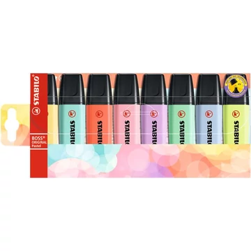 Szövegkiemelő készlet, 2-5 mm, STABILO "BOSS original Pastel", 8 különböző szín Szövegkiemelő készlet, 2-5 mm, STABILO "BOSS original Pastel", 8 különböző szín