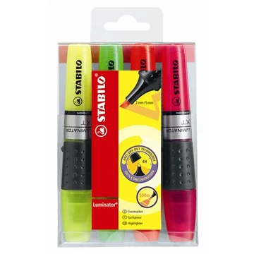Szövegkiemelő készlet, 2-5 mm, STABILO "Luminator", 4 különböző szín Szövegkiemelő készlet, 2-5 mm, STABILO "Luminator", 4 különböző szín