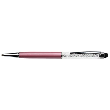 Golyóstoll, világoslila, felül fehér SWAROVSKI® kristállyal töltve, érintővel, 14 cm, ART CRYSTELLA®