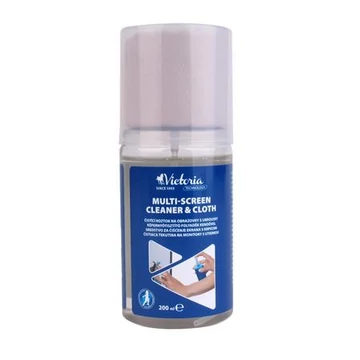 Tisztítófolyadék, képernyőhöz, pumpás, kendővel, 200 ml, VICTORIA TECHNOLOGY Tisztítófolyadék, képernyőhöz, pumpás, kendővel, 200 ml, VICTORIA TECHNOLOGY
