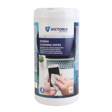 Tisztítókendő, képernyőhöz, 100 db, VICTORIA TECHNOLOGY