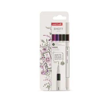 Tűfilc készlet, 0,4 mm, UNI "Emott Vintage", 5 különböző szín