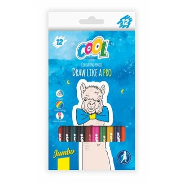Színes ceruza készlet, háromszögletű, vastag, COOL BY VICTORIA, 12 különböző szín