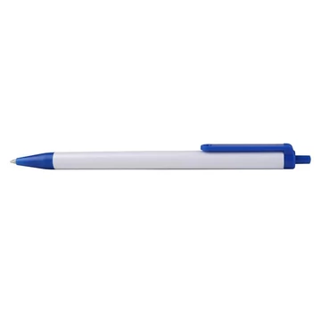Golyóstoll, 0,7 mm, nyomógombos, kék-fehér tolltest, VICTORIA OFFICE, kék, 50 db/csomag