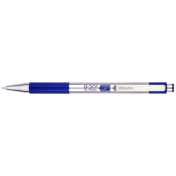 Zseléstoll, 0,38 mm, nyomógombos, ZEBRA "G-301", kék