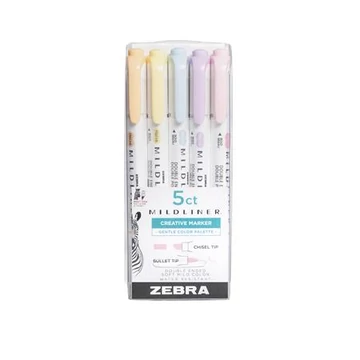 Szövegkiemelő készlet, 1,4/4 mm, kétvégű, ZEBRA "Mildliner Highlighter Gentle", 5 különböző szín Szövegkiemelő készlet, 1,4/4 mm, kétvégű, ZEBRA "Mildliner Highlighter Gentle", 5 különböző szín