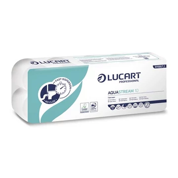 Toalettpapír, 2 rétegű, 10 tekercs, kistekercses, 22 m, LUCART "Aquastream 10" Toalettpapír, 2 rétegű, 10 tekercs, kistekercses, 22 m, LUCART "Aquastream 10"