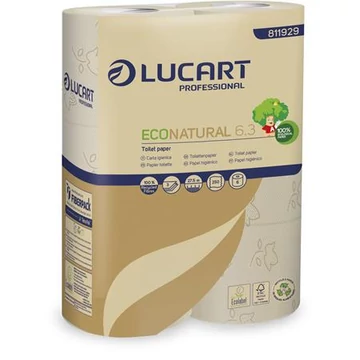 Toalettpapír, 3 rétegű, 6 tekercs, kistekercses, 27,5 m, LUCART "EcoNatural 6.3" barna Toalettpapír, 3 rétegű, 6 tekercs, kistekercses, 27,5 m, LUCART "EcoNatural 6.3" barna