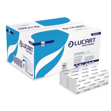 Kéztörlő, Z hajtogatott, 2 rétegű, 200 lap, Slim adagolóhoz, LUCART "Strong", fehér Kéztörlő, Z hajtogatott, 2 rétegű, 200 lap, Slim adagolóhoz, LUCART "Strong", fehér