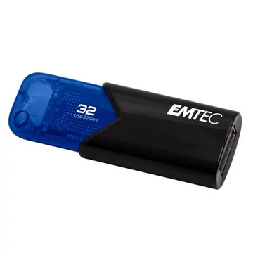 Pendrive, 32GB, USB 3.2, EMTEC "B110 Click Easy", fekete-kék Pendrive, 32GB, USB 3.2, EMTEC "B110 Click Easy", fekete-kék