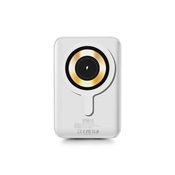 Mágneses powerbank, vezeték nélküli, 10K mAh, URBAN FACTORY, krétafehér