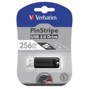 Pendrive, 256GB, USB 3.2, VERBATIM "Pinstripe", fekete Pendrive, 256GB, USB 3.2, VERBATIM "Pinstripe", fekete