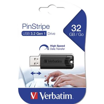 Pendrive, 32GB, USB 3.2, VERBATIM "Pinstripe", fekete Pendrive, 32GB, USB 3.2, VERBATIM "Pinstripe", fekete