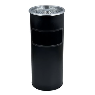 Kültéri szemetes, fém, tűzálló, kivehető hamutartóval, fekete, 25x58 cm Kültéri szemetes, fém, tűzálló, kivehető hamutartóval, fekete, 25x58 cm