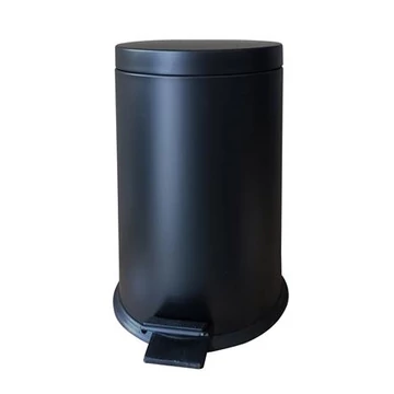 Pedálos szemetes, fém, 10 l, kivehető vödörrel, fekete Pedálos szemetes, fém, 10 l, kivehető vödörrel, fekete