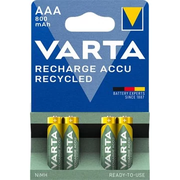 Tölthető elem, AAA mikro, újrahasznosított, 4x800 mAh, VARTA