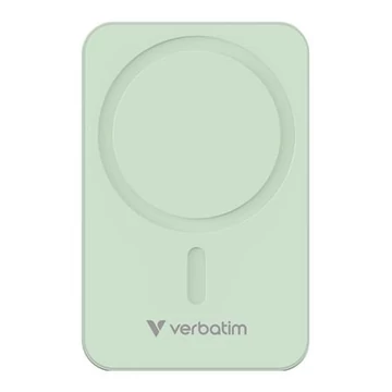 Power bank, külső akkumulátor, mágneses, 20.000mAh, kitámasztó, VERBATIM "Charge n Go Essentials", zöld