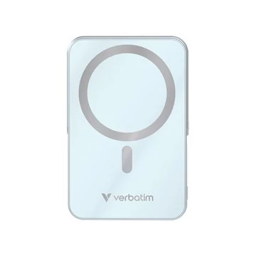 Power bank, külső akkumulátor, mágneses (vezeték nélküli), 10.000mAh, kitámasztó, VERBATIM "Charge n Go", kék