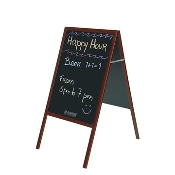 Megállító tábla, krétás, 60x120 cm, cseresznyefa színű keret